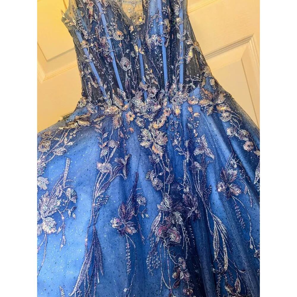Jovani Style 37421 Blue Gown (size 8) - Picture 6 of 9